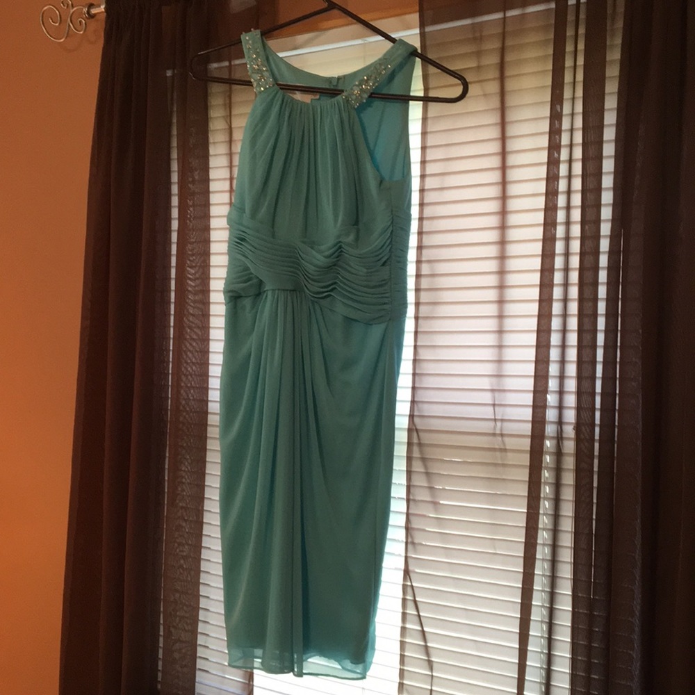 Blue David’s Bridal bridesmaid dress